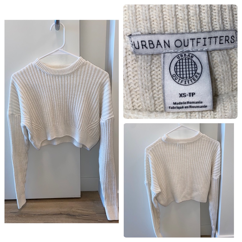 UO cropped white sweater